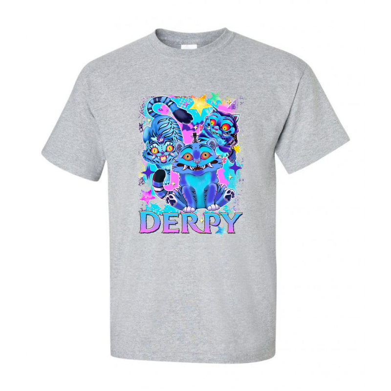 Derpy Neon Tiger Kids Tshirt– Cute Funny 3D Cartoon Design