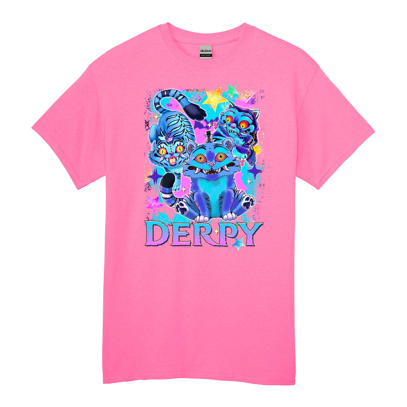 Derpy Neon Tiger Kids Tshirt– Cute Funny 3D Cartoon Design