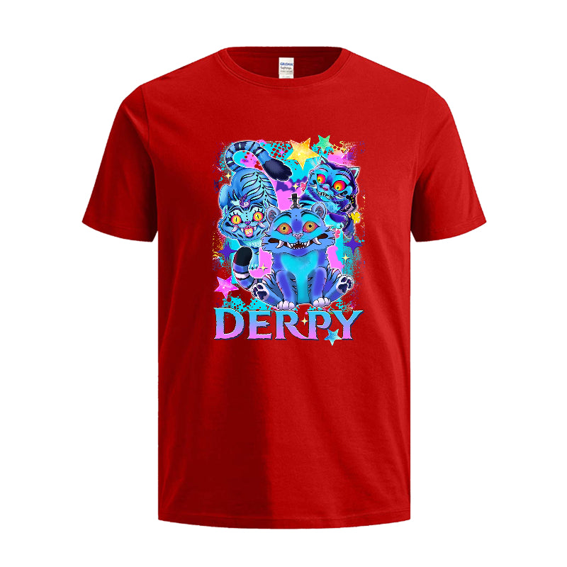 Derpy Neon Tiger Kids Tshirt– Cute Funny 3D Cartoon Design