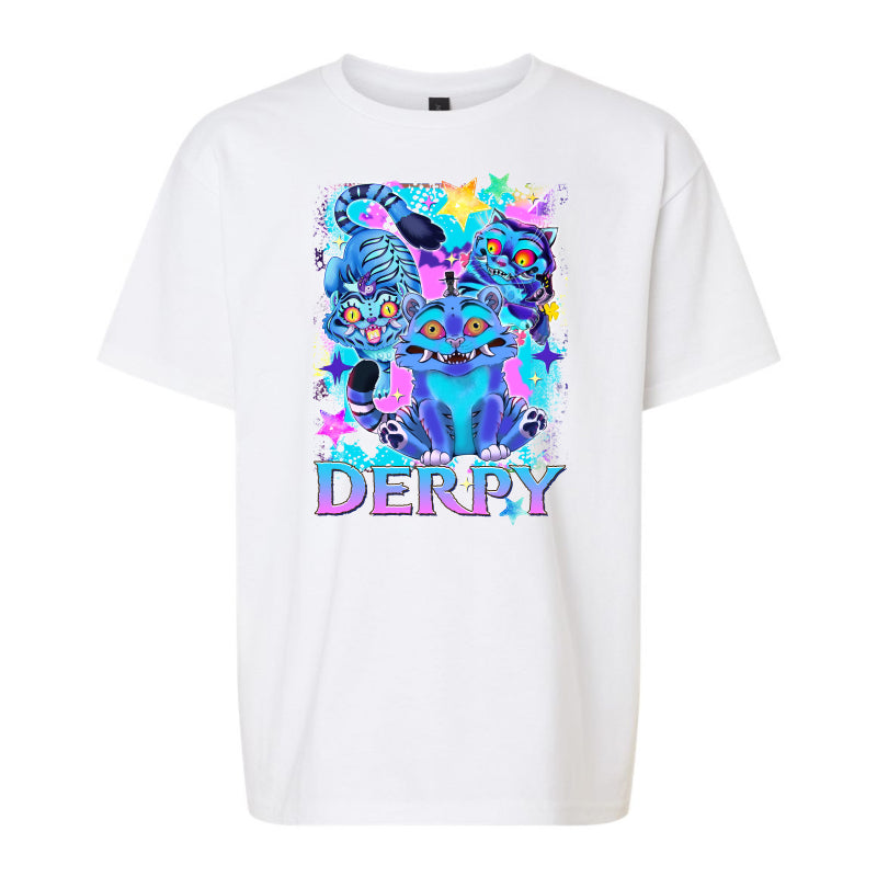 Derpy Neon Tiger Kids Tshirt– Cute Funny 3D Cartoon Design