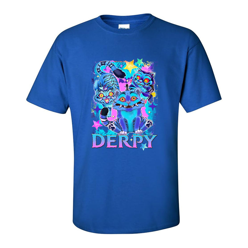 Derpy Neon Tiger Kids Tshirt– Cute Funny 3D Cartoon Design