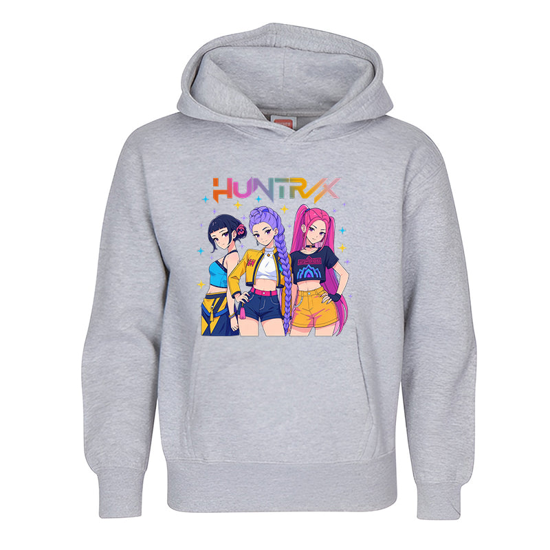 HUNTRX Trio Hoodie – Anime Girl Power Neon Streetwear