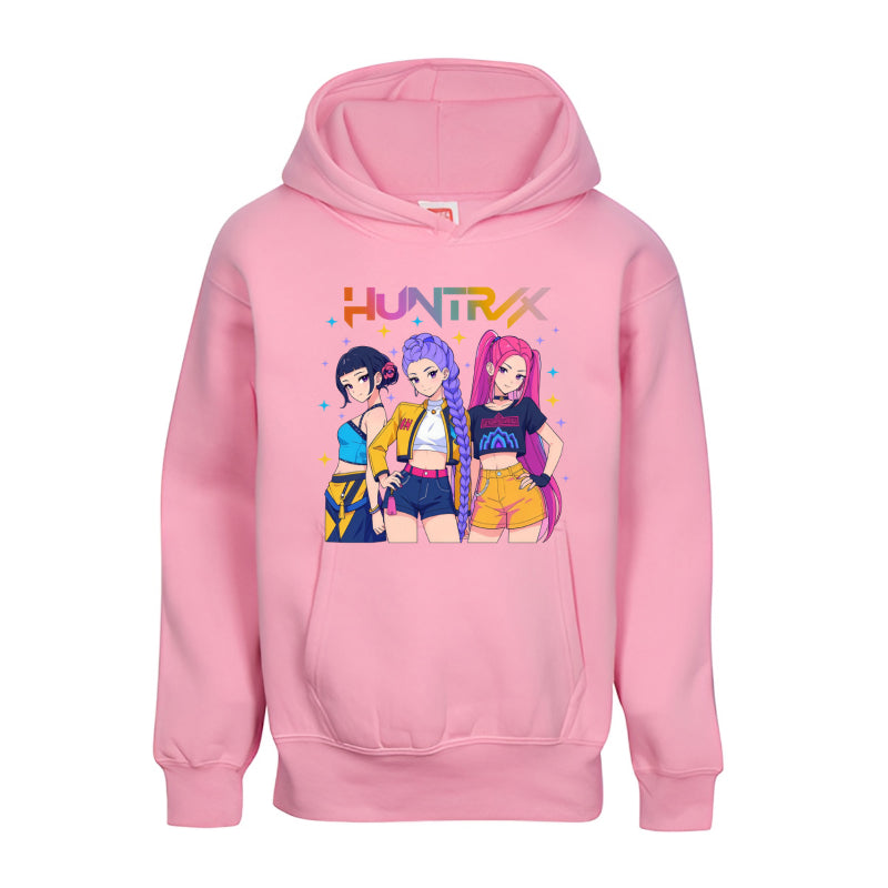 HUNTRX Trio Hoodie – Anime Girl Power Neon Streetwear