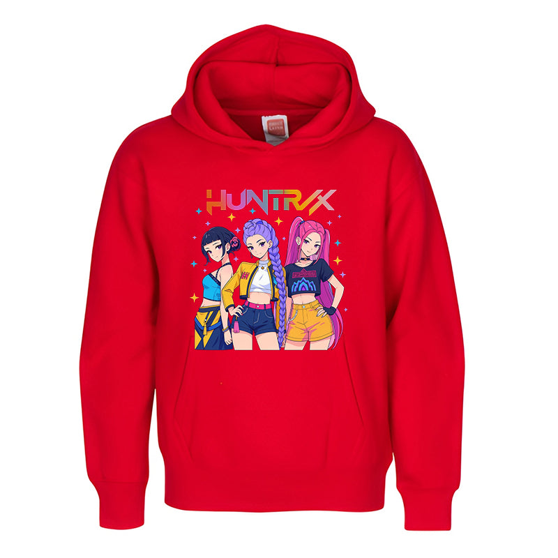 HUNTRX Trio Hoodie – Anime Girl Power Neon Streetwear