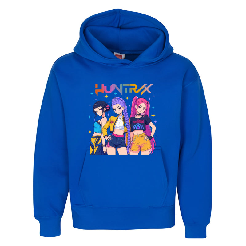HUNTRX Trio Hoodie – Anime Girl Power Neon Streetwear