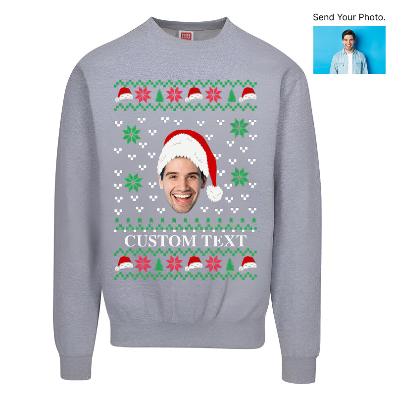 Custom Face Ugly Christmas Sweater – Add Your Photo & Text