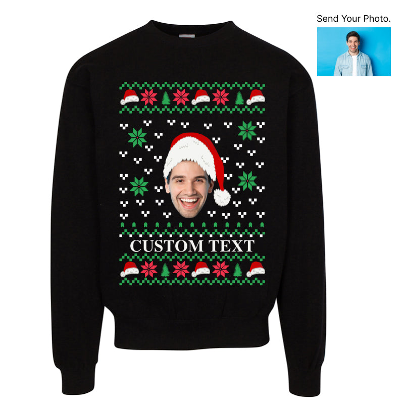 Custom Face Ugly Christmas Sweater – Add Your Photo & Text