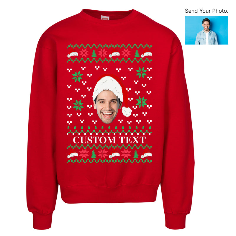 Custom Face Ugly Christmas Sweater – Add Your Photo & Text