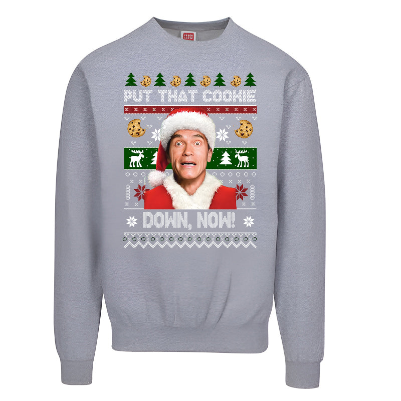 Arnold Put That Cookie Down  Funny Christmas Ugly Sweater