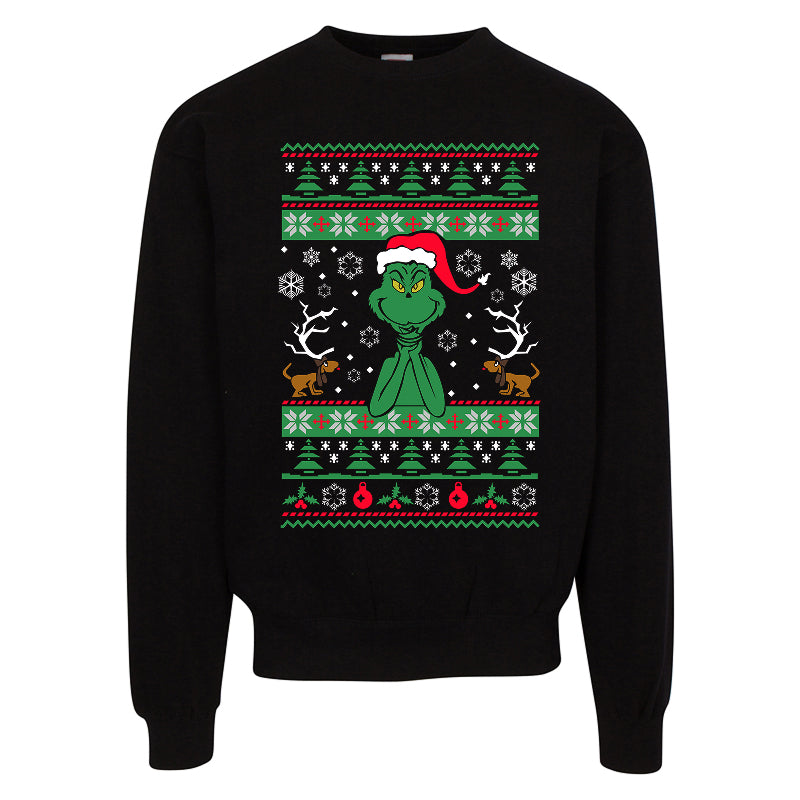 Grinch Ugly Christmas Sweater  Funny Holiday Sweatshirt for Christmas Lovers & Haters