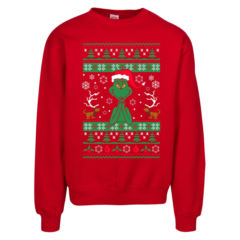 Grinch Ugly Christmas Sweater  Funny Holiday Sweatshirt for Christmas Lovers & Haters