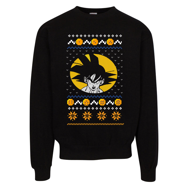 Anime Warrior Ugly Christmas Sweater  Dragon-Inspired Holiday Sweatshirt