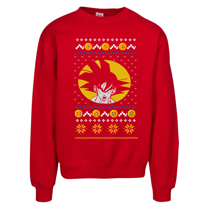 Anime Warrior Ugly Christmas Sweater  Dragon-Inspired Holiday Sweatshirt