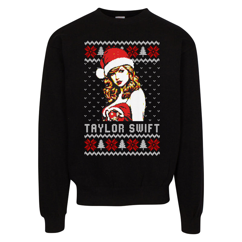 Taylor Swift Ugly Christmas Sweater – Santa Hat Holiday Sweatshirt for Swifties