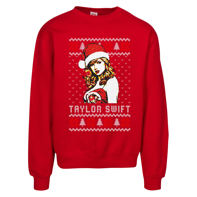 Taylor Swift Ugly Christmas Sweater – Santa Hat Holiday Sweatshirt for Swifties