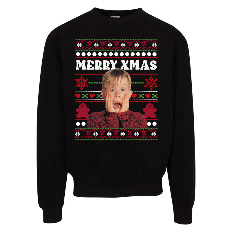 Merry Xmas Home Alone Ugly Christmas Sweater – Funny Holiday Sweatshirt