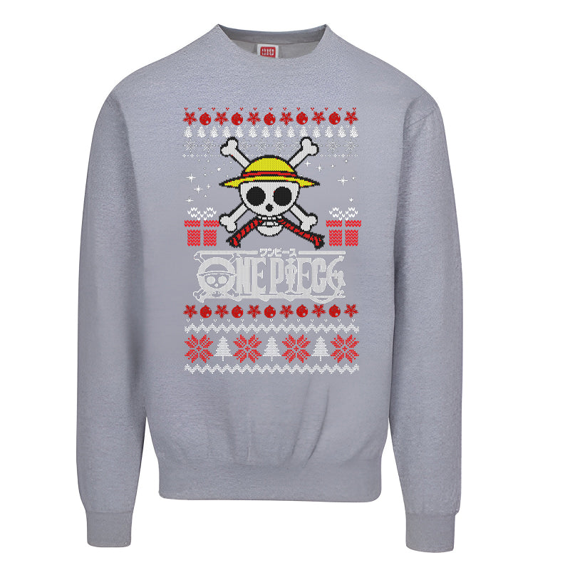 One Piece Ugly Christmas Sweater – Luffy Jolly Roger Holiday Sweatshirt