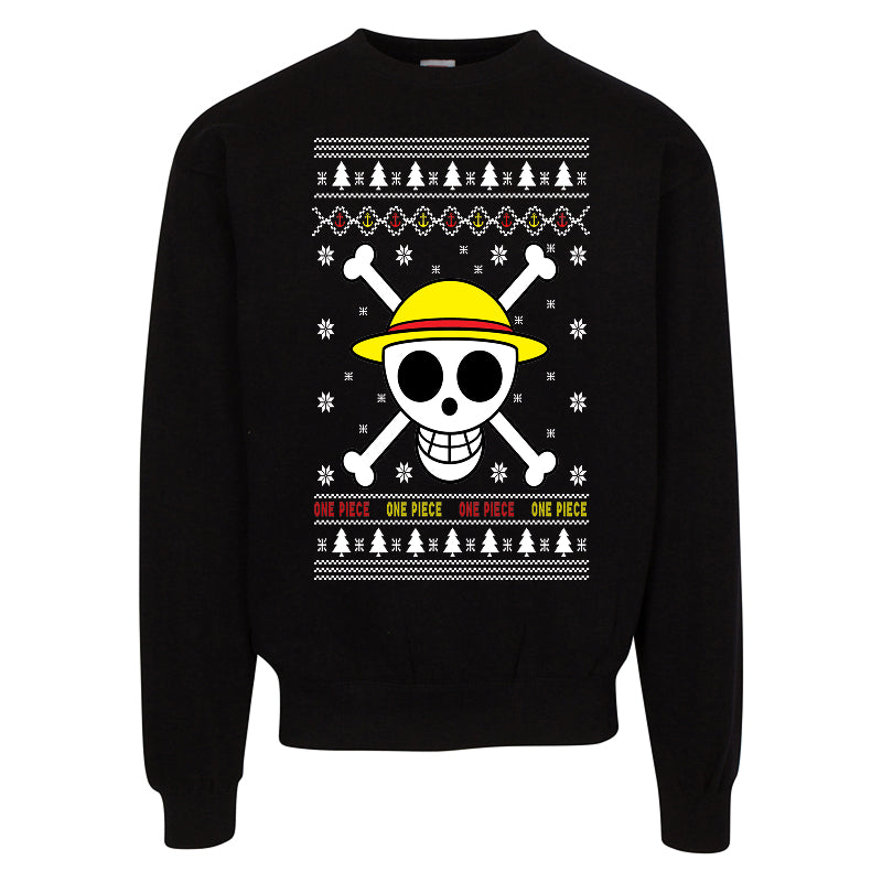 One Piece Ugly Christmas Sweater – Anime Pirate Holiday Sweatshirt for Adults