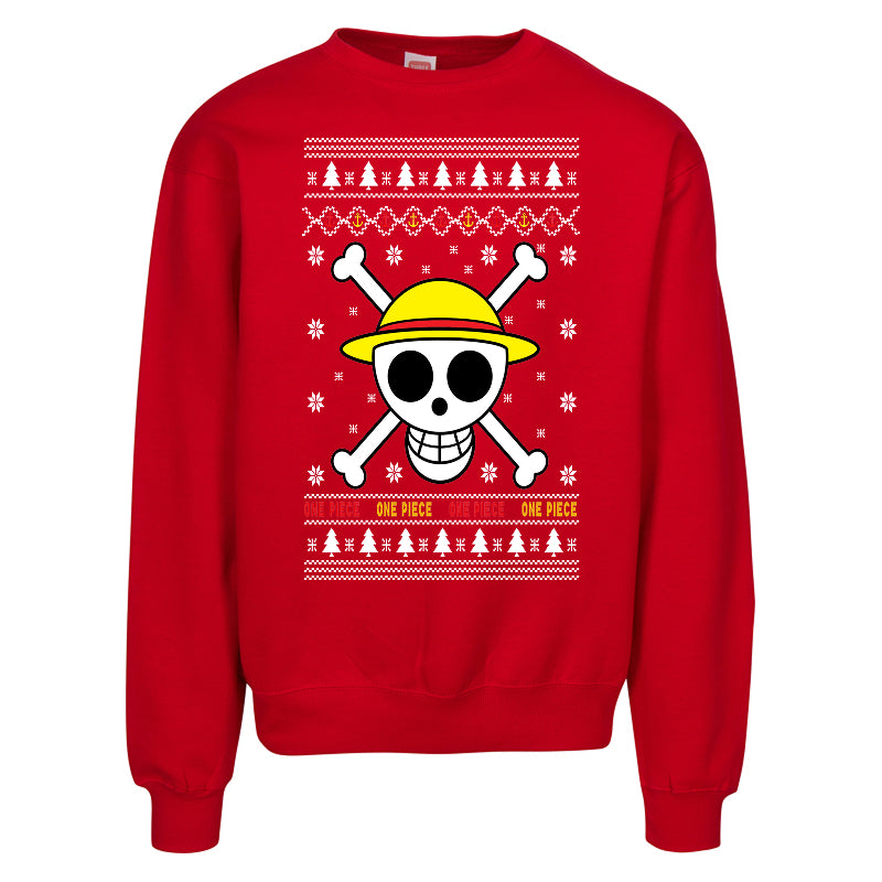 One Piece Ugly Christmas Sweater – Anime Pirate Holiday Sweatshirt for Adults