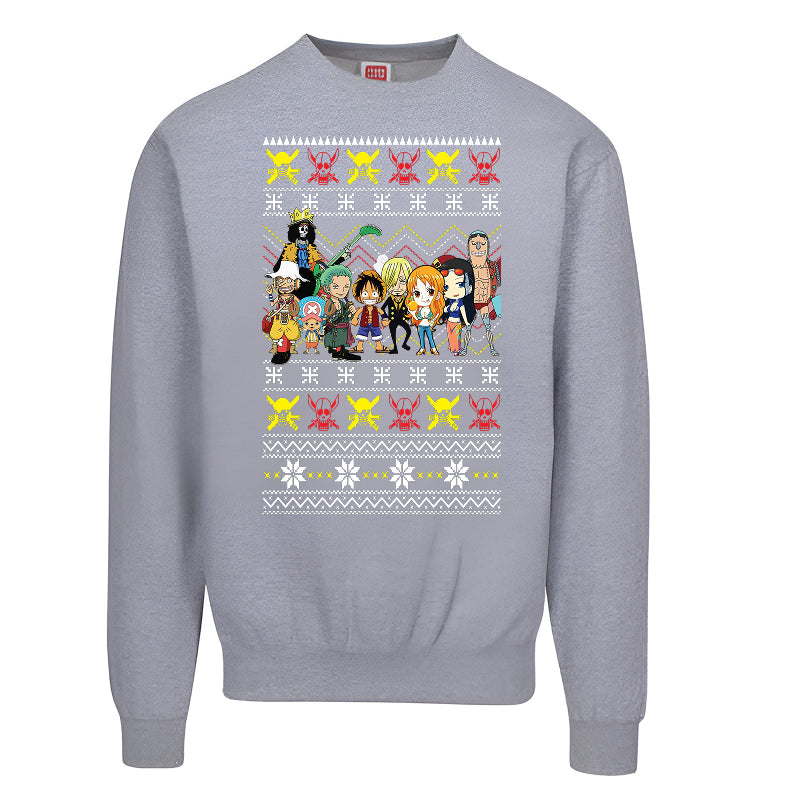 One Piece Straw Hat Crew Ugly Christmas Sweater – Anime Holiday Sweatshirt for Adults