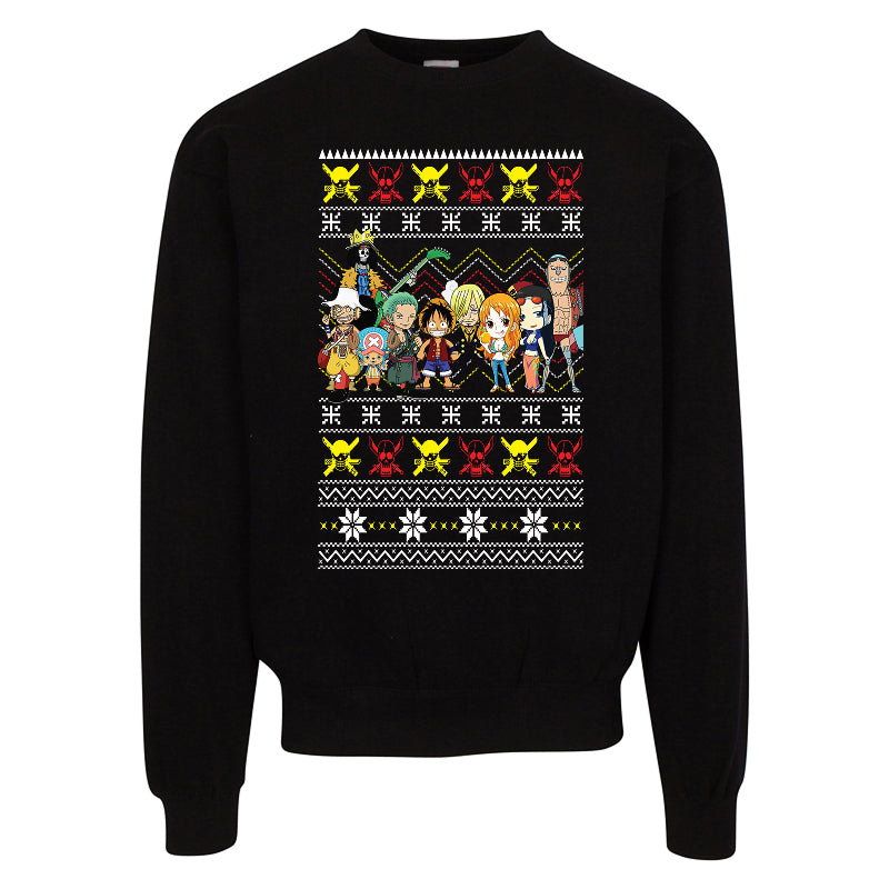 One Piece Straw Hat Crew Ugly Christmas Sweater – Anime Holiday Sweatshirt for Adults