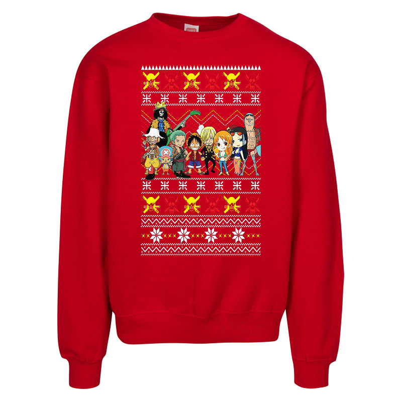 One Piece Straw Hat Crew Ugly Christmas Sweater – Anime Holiday Sweatshirt for Adults