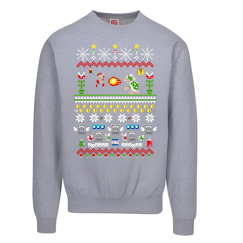 Super Mario Ugly Christmas Sweater – Retro Gamer Holiday Sweatshirt for Adults