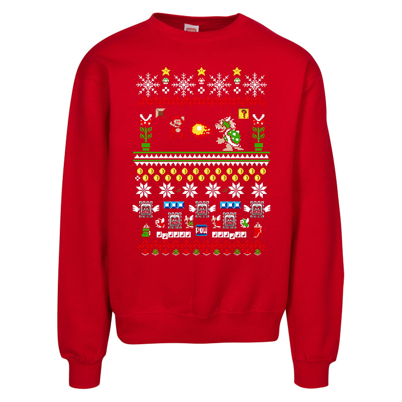 Super Mario Ugly Christmas Sweater – Retro Gamer Holiday Sweatshirt for Adults