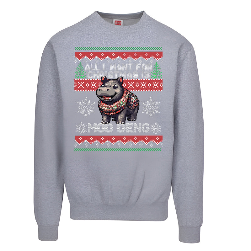 All I Want for Christmas Is Mod Deng Ugly Sweater – Funny Hippo Holiday Sweatshirt