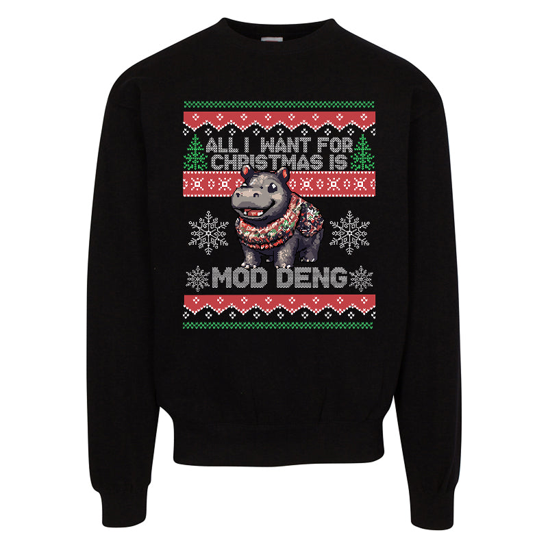 All I Want for Christmas Is Mod Deng Ugly Sweater – Funny Hippo Holiday Sweatshirt