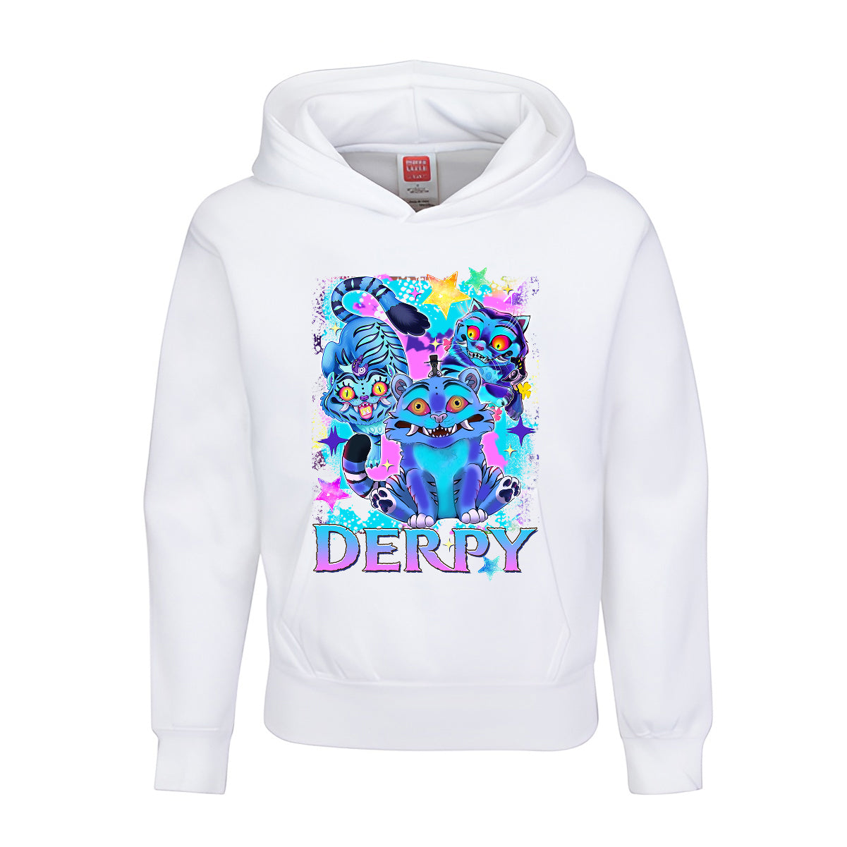 Derpy Neon Tiger Kids Hoodie  Cute Funny 3D Cartoon Design