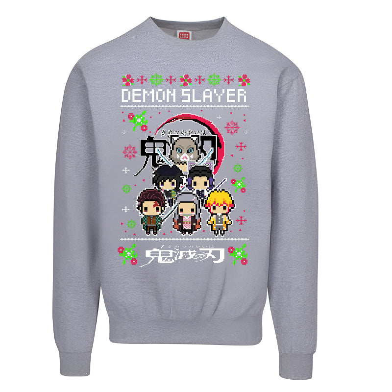 Slayer Squad Christmas Sweater – Funny Anime Pixel Holiday Sweatshirt