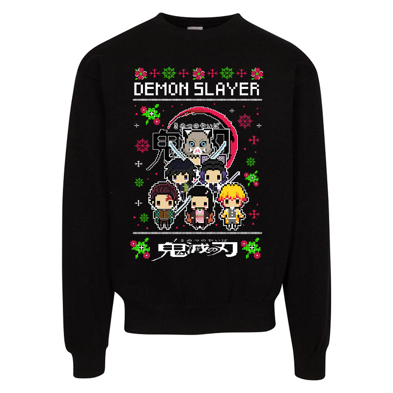 Slayer Squad Christmas Sweater – Funny Anime Pixel Holiday Sweatshirt