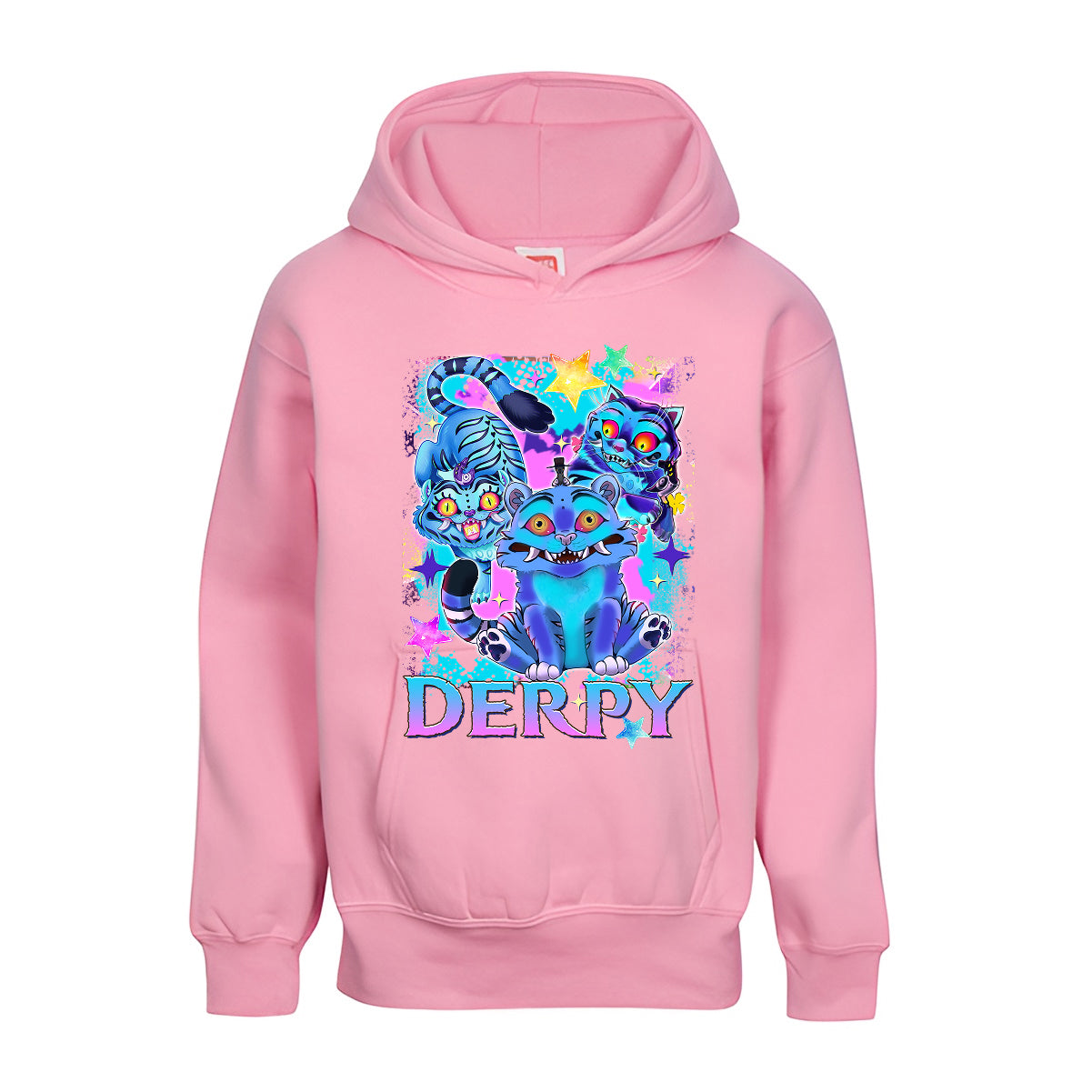 Derpy Neon Tiger Kids Hoodie  Cute Funny 3D Cartoon Design