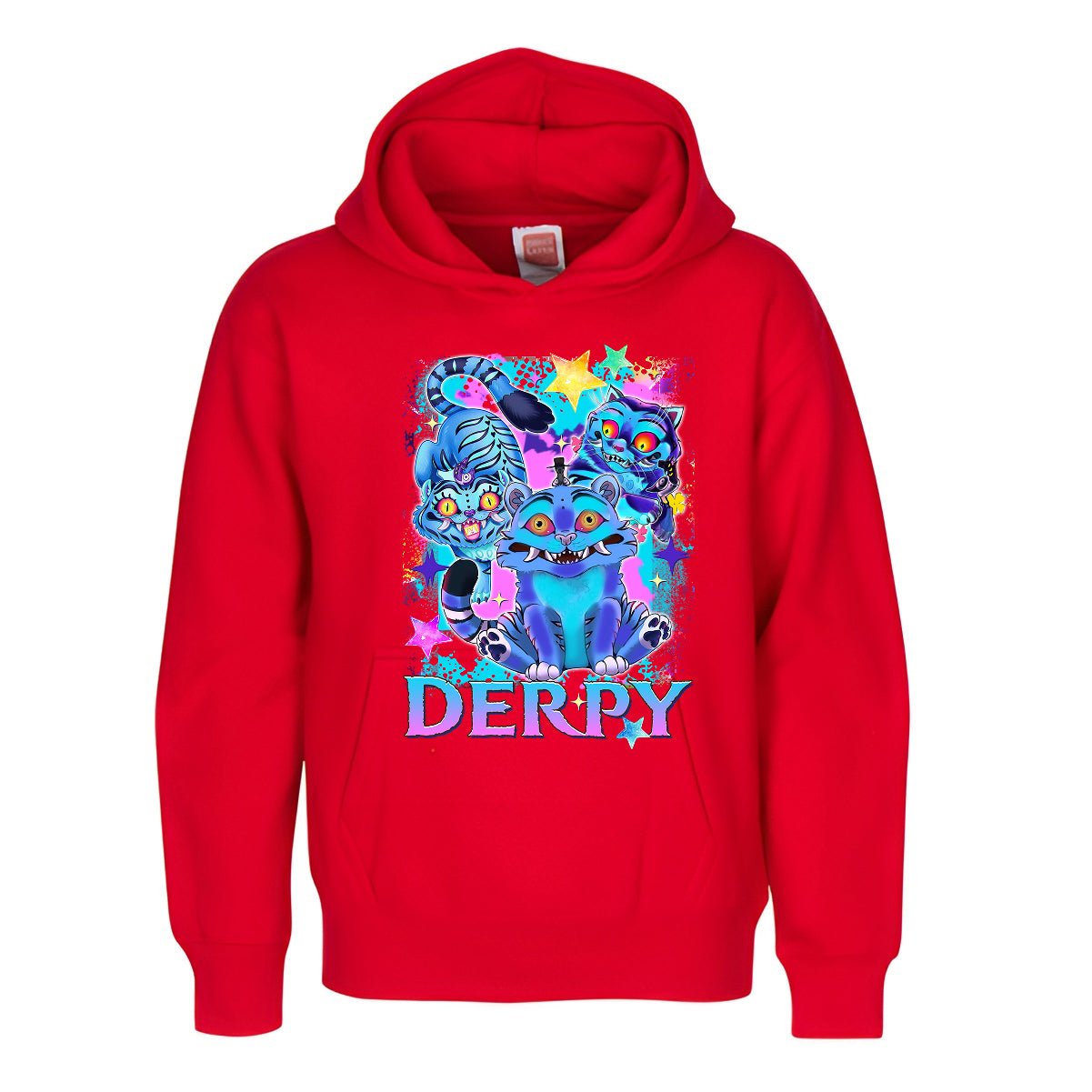 Derpy Neon Tiger Kids Hoodie  Cute Funny 3D Cartoon Design